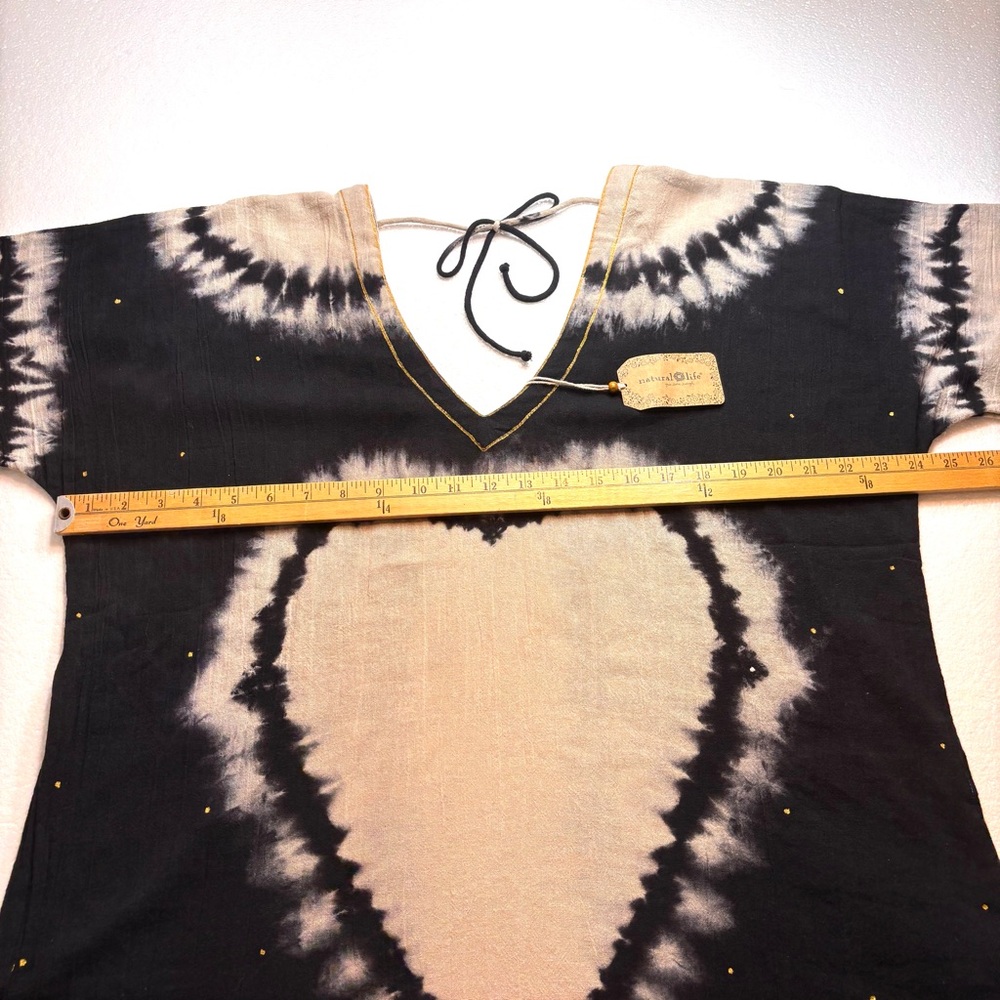 Natural Life Sayulita Kaftan Dress Bohemian Tie Dye Heart Beach Cotton One Size - Picture 8 of 13